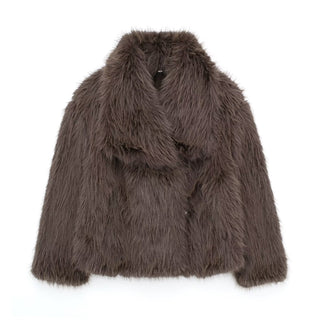 Women's autumn/winter imitation fur coat - stylish and elegant