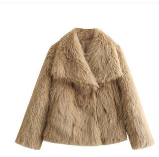 Women's autumn/winter imitation fur coat - stylish and elegant