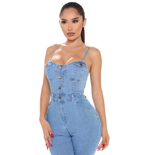 Hell Blaue Casual Jeans Jumpsuit, jetzt bestellen bei Darkonia.de