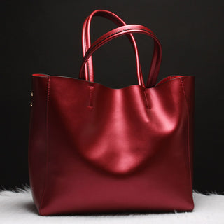 Solid Color Women Leather Handbag