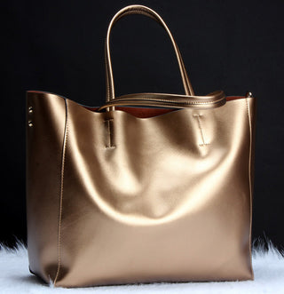 Solid Color Women Leather Handbag