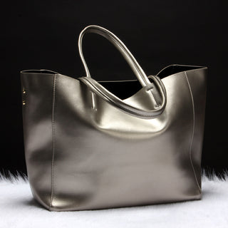 Solid Color Women Leather Handbag