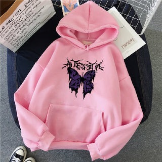 Women's Hoodie with Butterfly Print