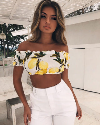 Sexy Print, Off Shoulder Women Top