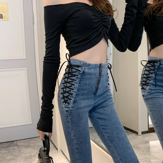 Dünne High Waist Frauen Jeans