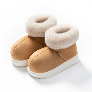 Thick soled plush cotton shoes for women