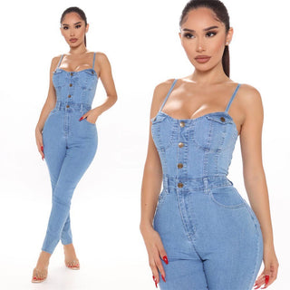 Hell Blaue Casual Jeans Jumpsuit, jetzt bestellen bei Darkonia.de