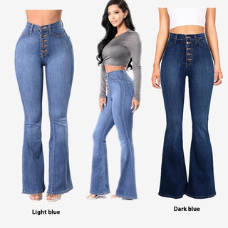 Slim Fit High Waist Frauen Jeans mit weitem Bein