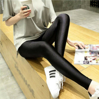 Black cotton gloss leggings