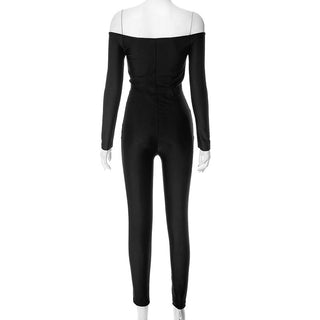 Schulterfreier Hollow Slim Fit Jumpsuit