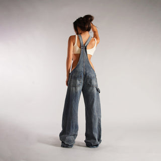 Jeans Overall Jumpsuit mit Taschen und Trägern