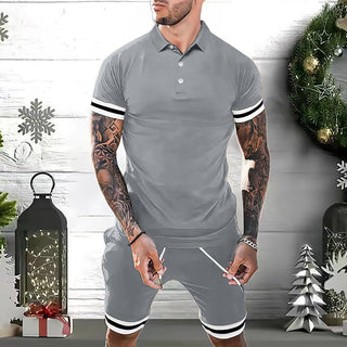 2-piece set men's polo shirt + shorts for summer