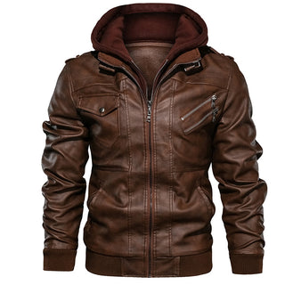 Herren PU Leder Jacke, Casual Motorrad Jacke mit Kapuze Darkonia Herren Jacke Darkonia.de EUR