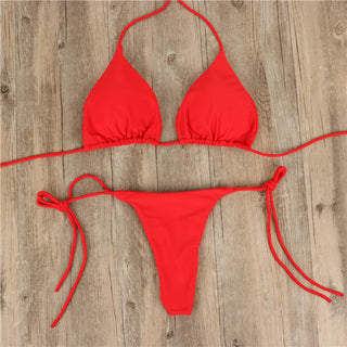 Rotes Neck Tie Bikini Set, jetzt bestellen bei Darkonia.de