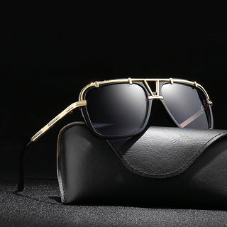 Schwarz Goldene Stylische Unisex Sonnenbrille mit elegantem Rahmen (Ohne Tasche), jetzt bestellen bei Darkonia.de