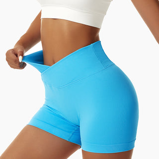 Blaue Enge Nahtlose Sport Shorts für Frauen, jetzt bestellen bei Darkonia.de