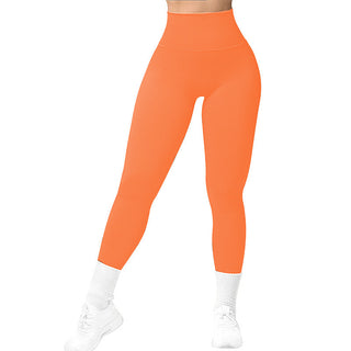 Knitted fitness leggings with high waist, solid &amp; elastic