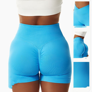 Blaue Enge Nahtlose Sport Shorts für Frauen, jetzt bestellen bei Darkonia.de