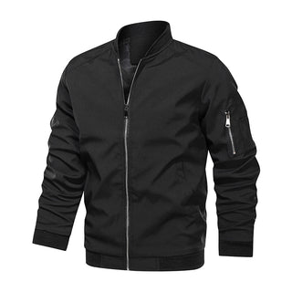 Schwarze Männer Freizeit Bomber Jacke für Frühling & Herbst, jetzt bestellen bei Darkonia.de