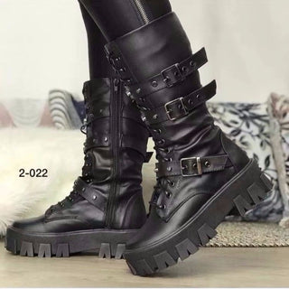 Damen Ritterstiefel mit Schnallen Damen Stiefel Darkonia.de