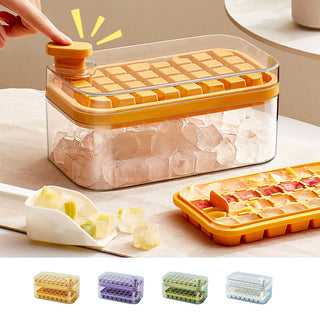 Plastic ice cube tray with lid - BPA-free, stackable and easy to clean