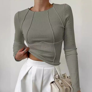 Long Sleeve Solid Color T-Shirt for Women