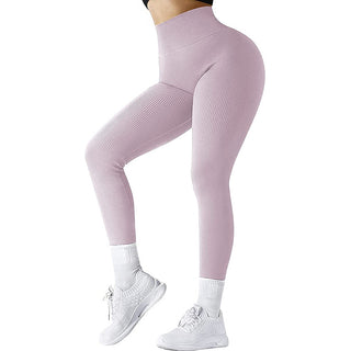 Knitted fitness leggings with high waist, solid &amp; elastic