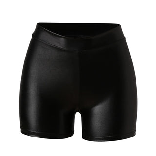 Slim Fit, High Waist Women's Shorts Made of PU Leather