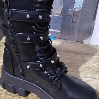 Damen Ritterstiefel mit Schnallen Damen Stiefel Darkonia.de