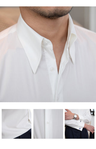 Slim fit men's shirt with pointed collar