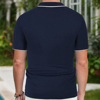 Navy Blaues Lässiges dünnes Business Polo-Shirt für Männer, jetzt bestellen bei Darkonia.de