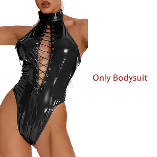 One Piece Plus Size PU Leather Women Lingerie