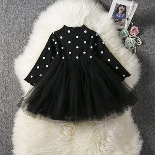 Schwarzes Baby Mädchen Frühling Winter Langarm Tutu Spitzen Kleid, jetzt bestellen bei Darkonia.de