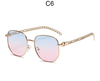 Ovale Metal Chain Sonnenbrille für Frauen, jetzt bestellen bei Darkonia.de