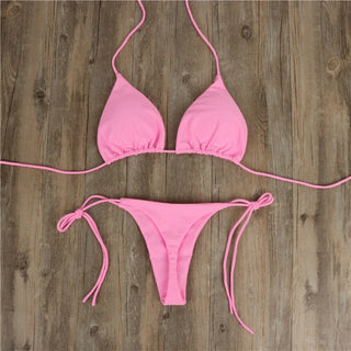 Pinkes Neck Tie Bikini Set, jetzt bestellen bei Darkonia.de