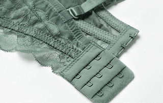 Green lace bra with three-row hook closure from Damen Push-Up Unterwäsche Set