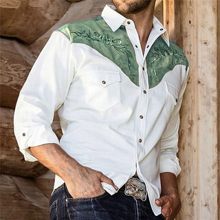 Digital printing men's lapel cowboy shirt