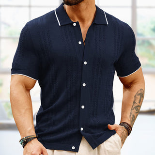 Navy Blaues Lässiges dünnes Business Polo-Shirt für Männer, jetzt bestellen bei Darkonia.de