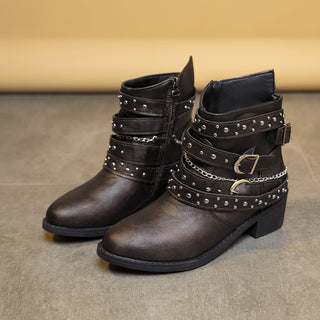 PU Damen Stiefel mit stylischen Nieten