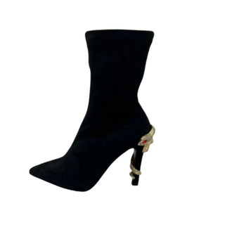 Fashionable black stiletto boots