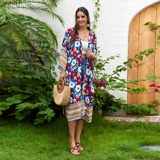 Blaues Böhmisches Strand kleid für den Urlaub, jetzt bestellen bei Darkonia.de