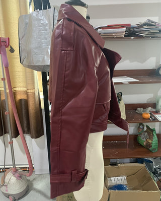 Damen Revers Lederjacke