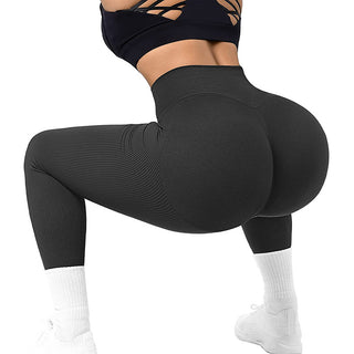 Knitted fitness leggings with high waist, solid &amp; elastic