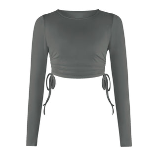 women's crop top with long sleeves