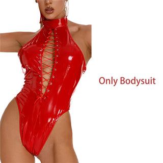 One Piece Plus Size PU Leather Women Lingerie