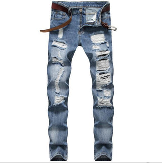 Blaue Klassisches Blaue Männer Jeans mit Löchern, jetzt bestellen bei Darkonia.de