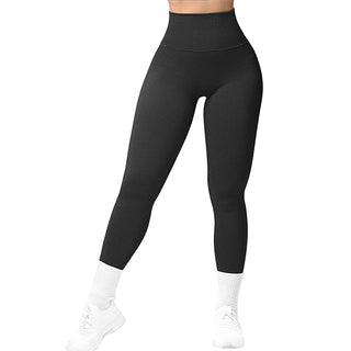 Knitted fitness leggings with high waist, solid &amp; elastic