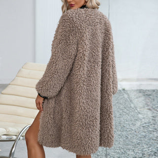 Medium length plush coat