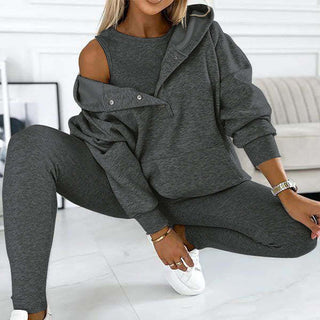 3-Teiliges Hoodie Anzug Set mit Top