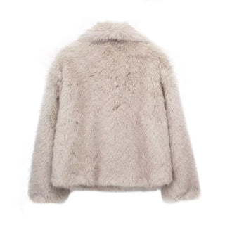 Women's autumn/winter imitation fur coat - stylish and elegant